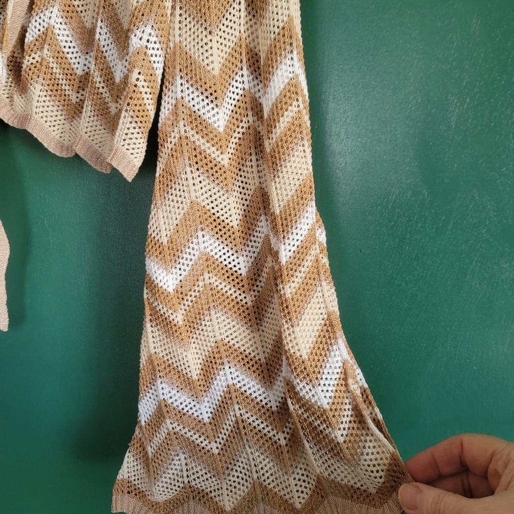 Galita Chevron Knit Tie-Front Cardigan BOHO Size Small NWT - Picture 4 of 13